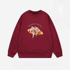 Croissant Bow Round Neck Pullover