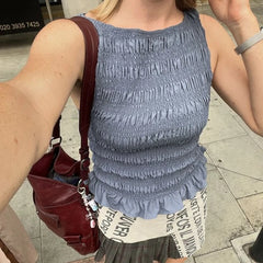 Elastic Ruched Vest Tank Top