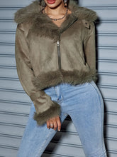 Fur Suede Crop Zip Jacket