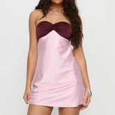 Satin Pink Two Tone Mini Tube Dress