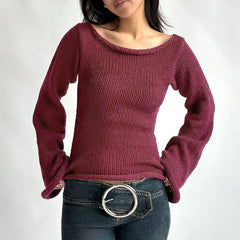 Off Shoulder Knitted Full Sweater
