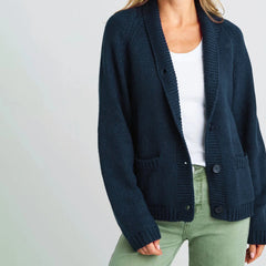 Women's American flag print cardigan with a loose fit and v-neck.