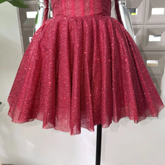 Strapless Glitter Flared Mini Dress