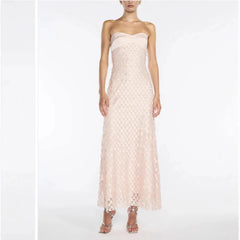 Strapless Sequins Beaded Midi Dress - A-Line Fit