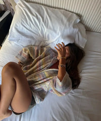 Pastel Gradient Striped Hooded Knit Cardigan