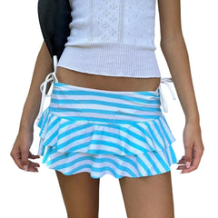 Layered Print Ruffle Mini Skirt