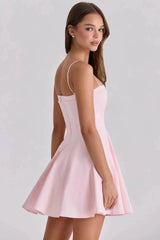 Spaghetti Strap Pleated Hem Mini A-line Dress