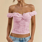 Off Shoulder Frill Strap Top