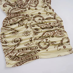 Paisley Print Drape Neck Halter Ruched Mini Dress