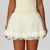 Mesh Flare Trim High-Waist Tennis Short Skirt