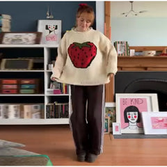 Crew Neck Graphic Knit Sweater