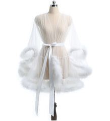 Short Feather Robe Dressing Gown
