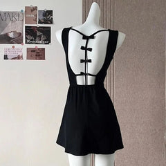 Backless Bow Desgin Sleeveless Mini Dress