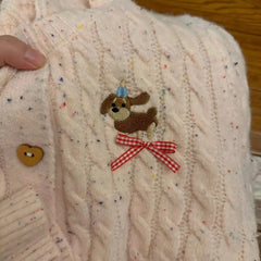 Puppy Bow White Knitted Cardigan