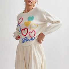 Heart Embroidery Sweater