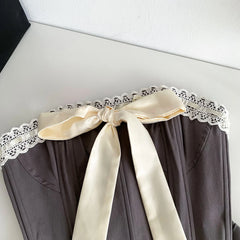 Bow Lace Splice Strapless Corset Top