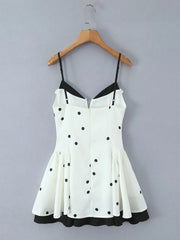 With Dotted Spaghetti Strap Flare Mini Dress