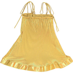 Yellow Cami Tie-Up Ruffle Hem Slip Mini Dress