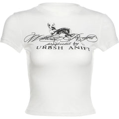 See Through Letter Print  Crop Top