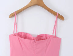 Pink Corset Spaghetti Strap Midi Dress