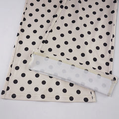 Satin Polka Dot Drawstring Flare Leg Trousers