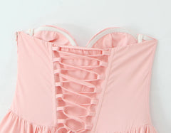 Wire Chest Boning Long Strapless Dress