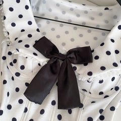 White Polka Dots Collar Lace Top