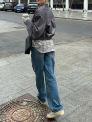 Grey Zipper Coudroy Jacket