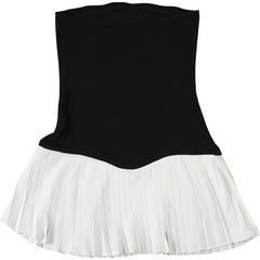 Black Strapless Mini Pleated Dress