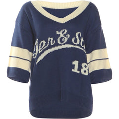 Knit Letter Print V-neck T-Shirt