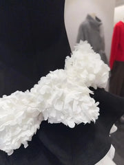 Black Frill 3d Flower Waist Desgin Strapless Blommers Layer Mini Dress