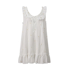 Floral Babydoll Ruffle Trim Sleeveless Mini Dress