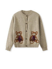 Bear Bow Button Up Cardigan