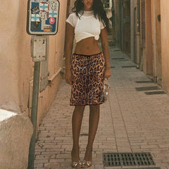 Sequin Leopard Print Midi Pencil Skirt