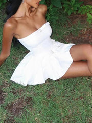 Strapless Diamond Bow Playsuit Mini Dress