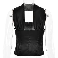 Satin Wrap Around Strap Crop Top