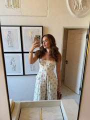 Halter A-line Midi Buttoned Dress