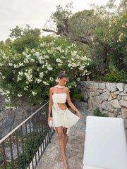 Ruffles Wrapped Tube Cut Out Mini Dress