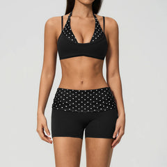 Printed Patchwork Crop Top And Leggings Set