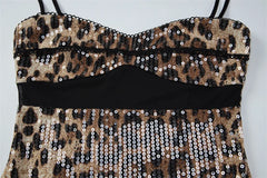 Sequin Leopard Print Mini Dress