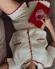 White Knitted Short Sleeve Top And Shorts Set