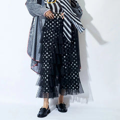 Dotted Sequin Tulle Ruffle Layered Pants