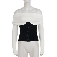 Off The Shoulder Long Sleeve Corset Top