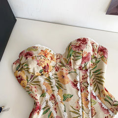 Romantic Print Lace Bandage Corset