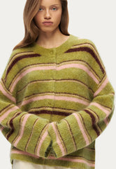 Green Striped Cardigan