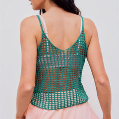 Green Knit Sequin Top - Y2K Tank