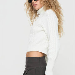 Knit High Neck Hollow Heart Top