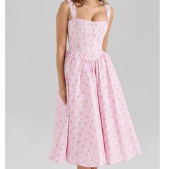 Back Lace Up Strap Midi Dress