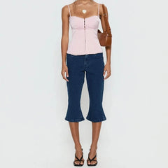 Pink Corset Cami Lace Trim Bustier Top