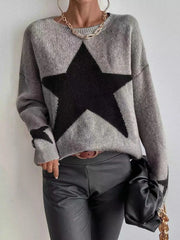 Star Pattern O-Neck Sweater Pullover